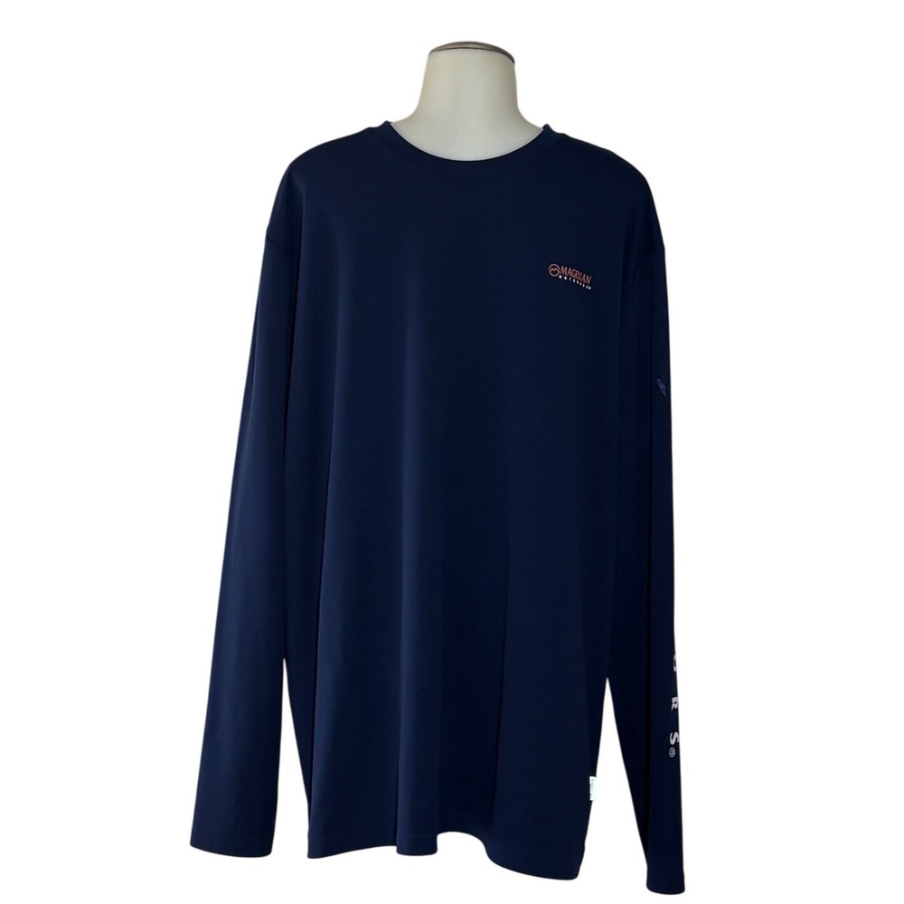 Magellan Outdoors Fish Gear Shirt Mens XL Navy Blue Long Sleeve Good